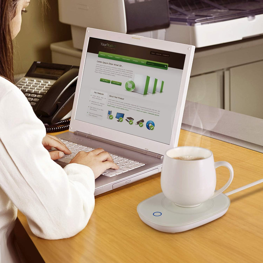 Coffee Mug Warmer for Desk with Auto Shut Off, Coffee Cup Warmer for Desk Office Home, Electric Beverage Warmer Plate for Coffee Tea Milk and Cocoa, White